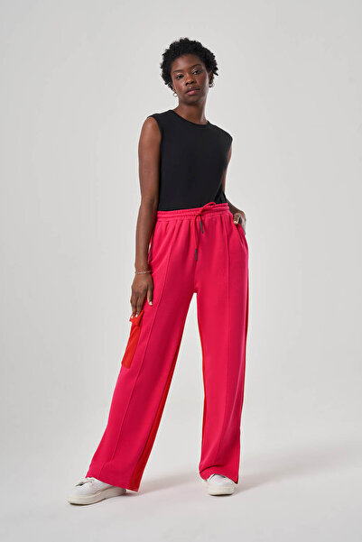 Mizalle Paçalı Üç Iplik Fuşya Pantolon