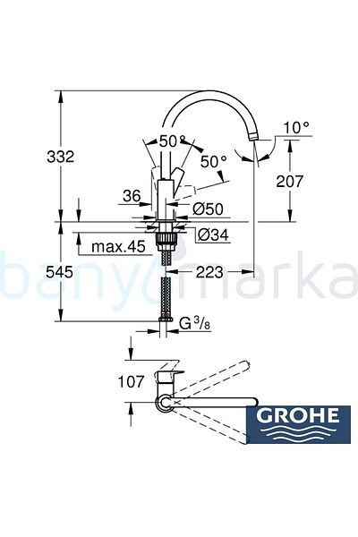 Grohe 31367001 Bauedge Single Controlled Sink Faucet