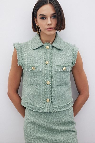 Sateen Vestă din Tweed cu sclipici - MİNT