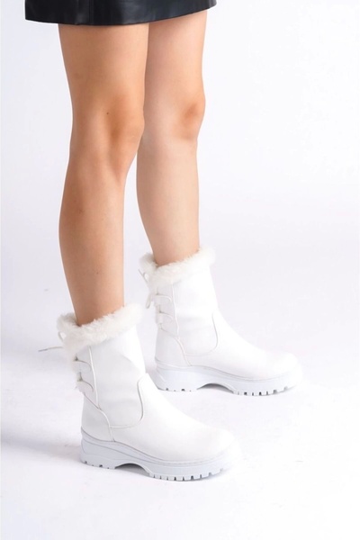 MFT AYAKKABI Women's White Sheepskin Boots