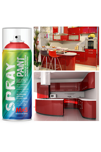 MxS ÖZEL YAPIM MUTFAK DOLABI LAKE KIRMIZI SPREY BOYASI SUYA DAYANIKLI 400 ML