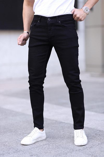 ENERJİN Blugi pentru bărbați din Lycra, negri, slim fit