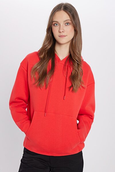 Tudors Φούτερ με κουκούλα από βαμβακερή κουκούλα σε χρώμα ρόδι