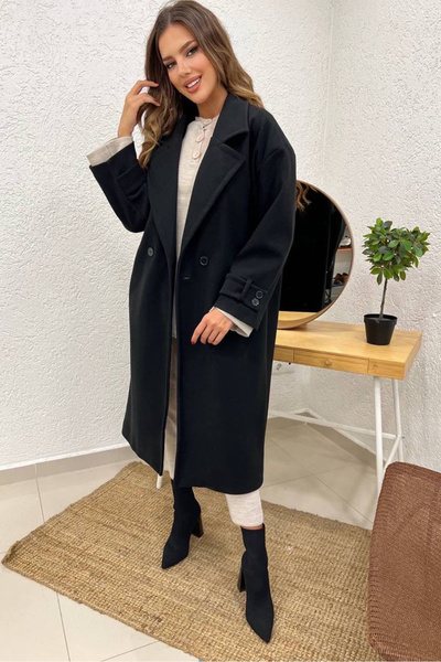 Neşeli Butik NBSHNZ09 - Palton midi pentru femei, cu rever dublu