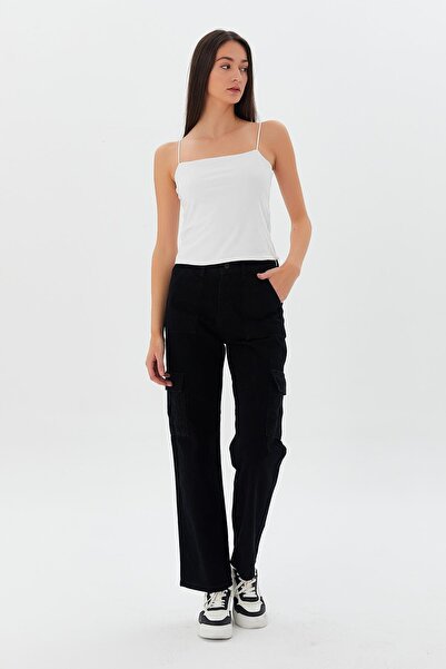 Shopping Shop Pantaloni cargo negri - cu buzunare