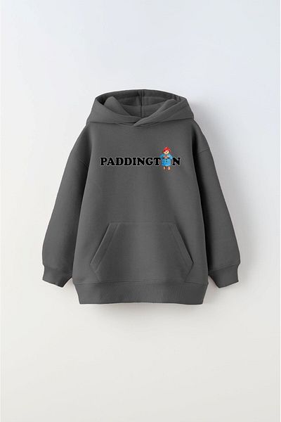 The Champ Clothing Детски суитшърт с качулка от полар и полар с щампа на мече Падингтън, унисекс, с качулка и принт, с надпис „Мече Падингтън“, опушен