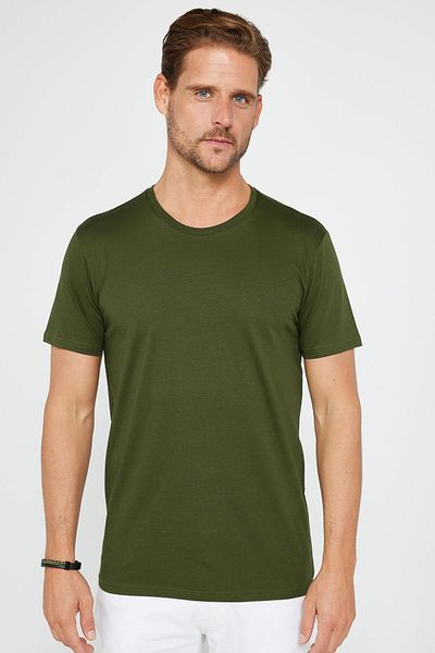 Tudors Unisex Slim Fit Slim Fit 100% Cotton Soft Textured Khaki Crew Neck T-Shirt