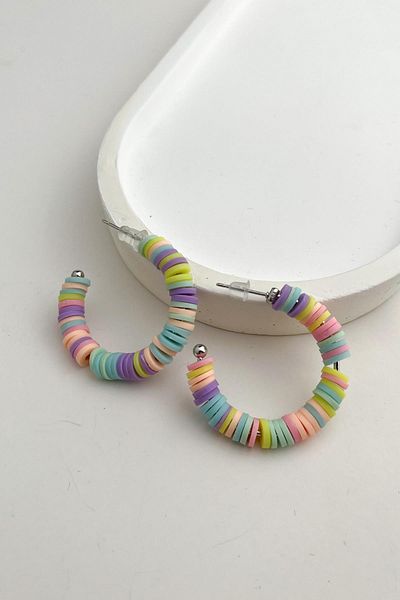Modex Soft Colorful Fimo Hoop Earrings (3cm)