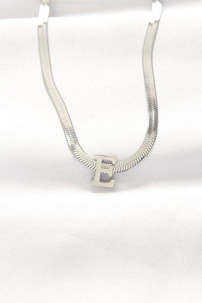 Skygo 316L Steel Special Series E Letter Silver Color Italian Chain Necklace