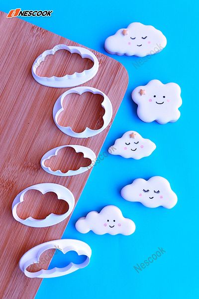 nescook 5 Pieces Cloud Cookie Mold / Sugar Dough Mold / Cutter / Cake Mold