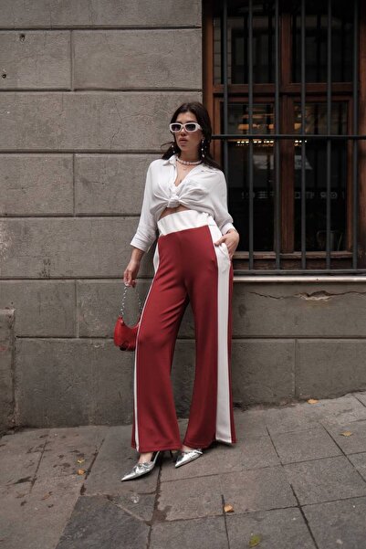 Butik Beyza Bordo bela Skuba pantalona