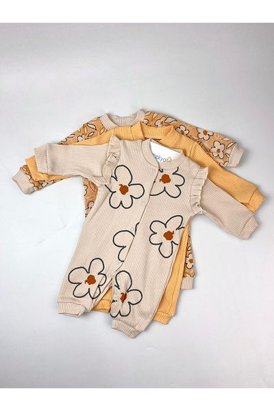 bebekyol Floral Printed 3-Piece Baby Girl Jumpsuit