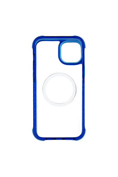 Nettech iPhone 15 Plus Compatible Nt-N040 Luxury Magesaf Back Protection Case with Transparent Back - Blue