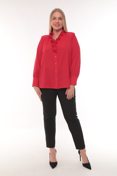 KİFAYET 16184 Ruffled Collar Long Sleeve Jesika Shirt