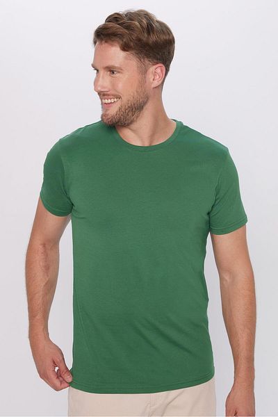 Tudors Μπλουζάκι Unisex Slim Fit Slim Fit 100% βαμβακερό μαλακό πράσινο μπλουζάκι με λαιμόκοψη