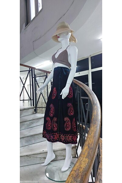 Bohem Stil Індійська батикова спідниця-антильба з квітковим візерунком та вишивкою