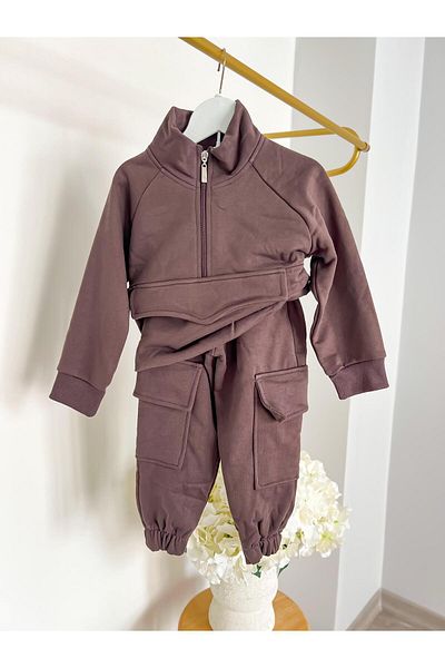 YARENKİDS Girl's Tracksuit Set 100% Cotton Bottom Top Raised Set
