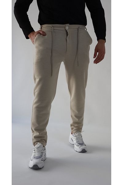 memowear Flexible and Beige Men's Trousers - Italian Cut, Lycra Ankle Length