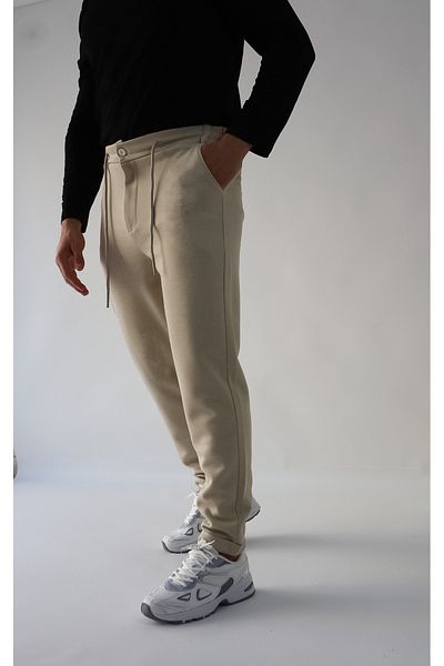 memowear Flexible and Beige Men's Trousers - Italian Cut, Lycra Ankle Length