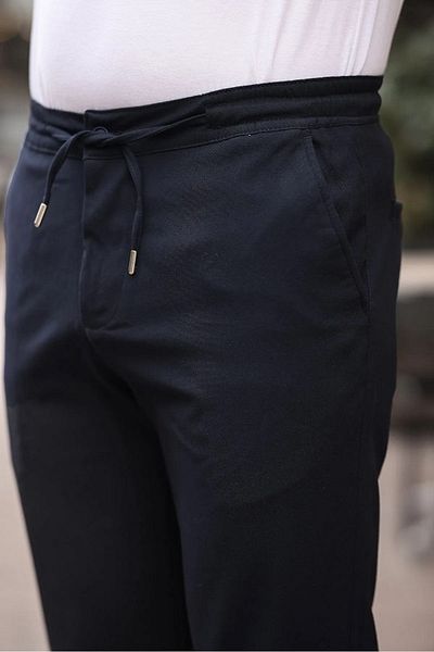 x-compass life Men's Italian Cut Flat Leg Flexible Lycra Ankle Length Pique Pants/Jogger