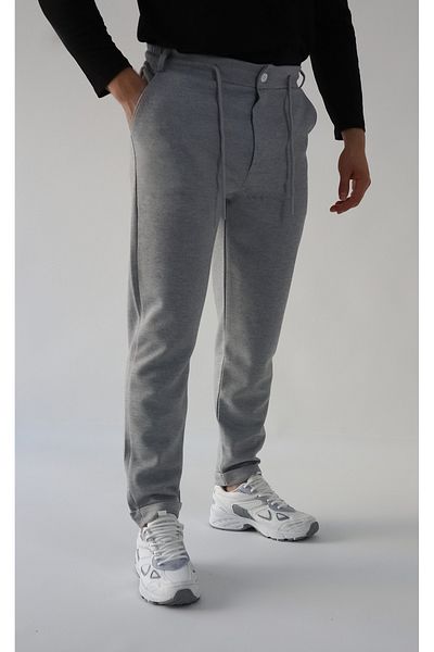 halowear Men's Gray Trousers - Italian Cut, Flexible Lycra, Ankle Length