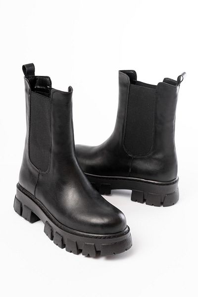 İNFON İNFON FZ-299 Cizme de damă casual elastice cu talpă înaltă negre