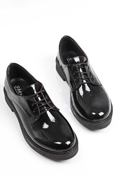 No 35 Günlük Rahat Ve Şık Kalın Tabanlı Kadın Bağcıklı Loafer Ayakkabı