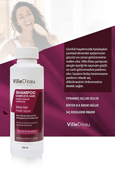 ville d'eau Komple Bakım Şampuanı Yağlı Boyalı Yıpranmış Saçlara Özel Dökülme 100 ml [seyahat Boyu] Ünisex