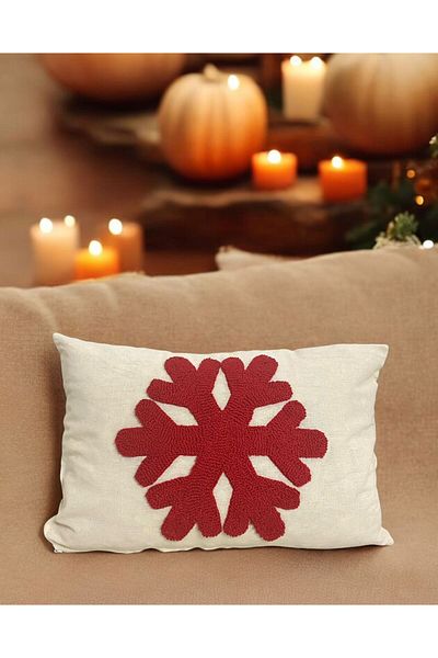 D&Y GAUDERY Snowflake New Year's Hand Embroidered Punch Pillow Case with New Year's Council