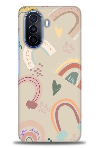 MRCİLETİSİM Tecno Spark 8C Case Hd Printed Case - Coffee Rainbow