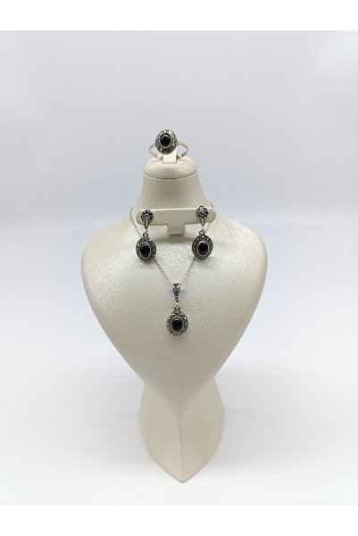 Furkan Oltutaşı Oltu Taşı Markazit Gümüş 3'lü Set