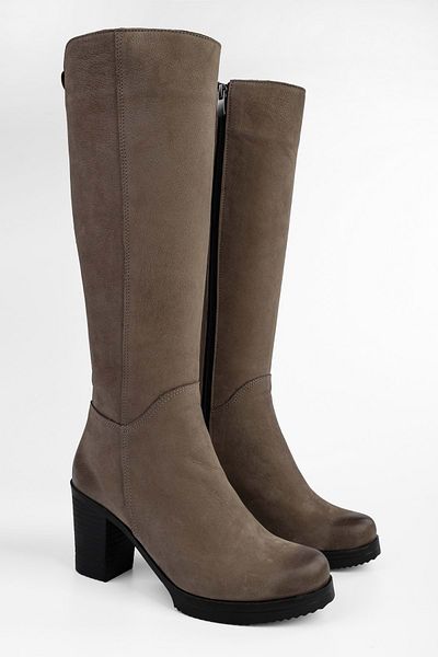 Shoeberry Γυναικείες μπότες Daen Mink από γνήσιο δέρμα σουέτ με τακούνι