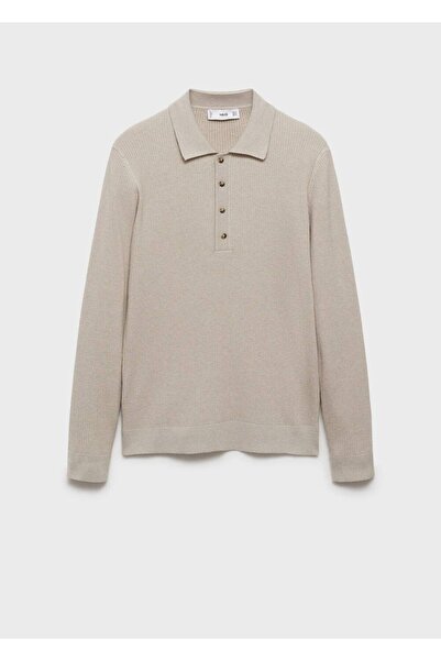 MANGO Man Fitilli Pamuk Karışımlı Polo Kazak