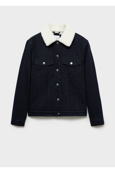 MANGO Man Kürk yakalı denim mont