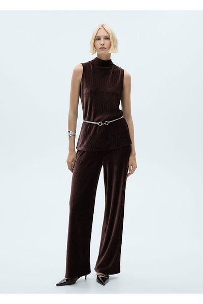 MANGO Woman Straight-cut velvet pants
