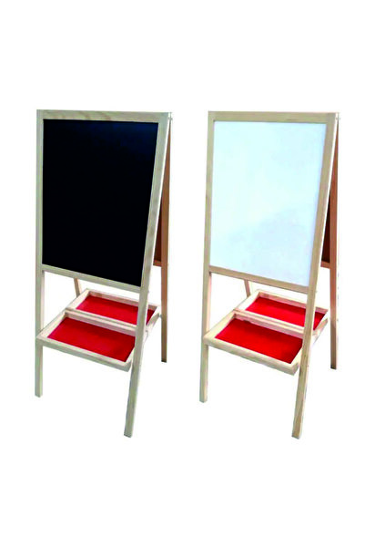 Genel Markalar Çift Taraflı Ayaklı Ahşap Çocuk Yazı Tahtası   * Kalem Silgi Tebeşir HEDİYELİ*