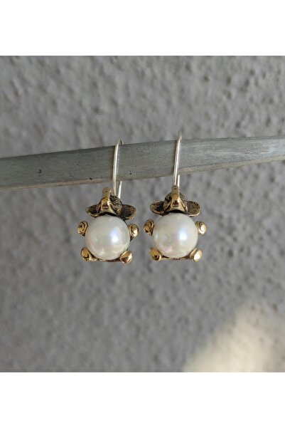 TAKI ZEVKİ GÜMÜŞ Kancalı İnci Fil Bronz Küpe