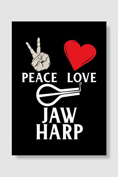 kubdekor Peace Love Jaw Harp Music Müzik Poster Çerçevesiz Yüksek Kalite Müzi...