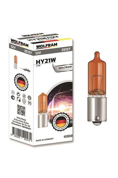 WOLFRAM Lensed Amber Yellow 12V H21 21 Baw9S Bulb Cooled