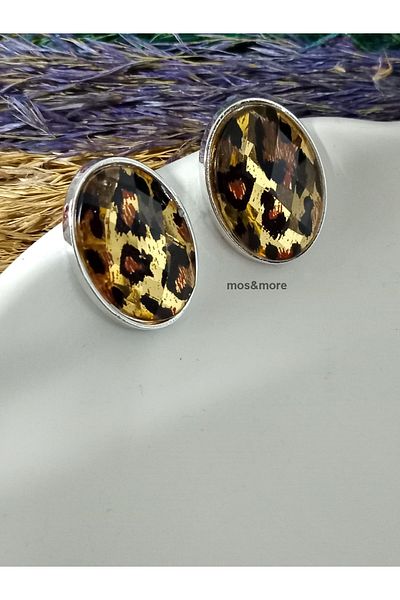 mos&more Silver Color Leopard Stylish Elegant Women Earrings