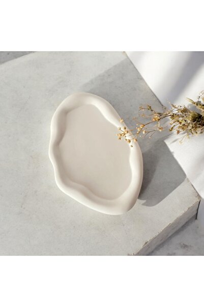 CARNA Home Natural Waveform Decorative Tray - White Stone Powder Jewelry and ...
