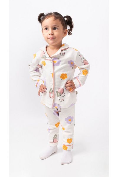 bebicix 100% Cotton Double Breasted Lapel Baby and Kids Pajamas Set - Front Button Seasonal