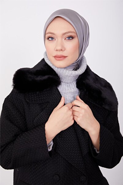 Armine Seyyar Kürklü Buklet Kaban 23k7224 Siyah