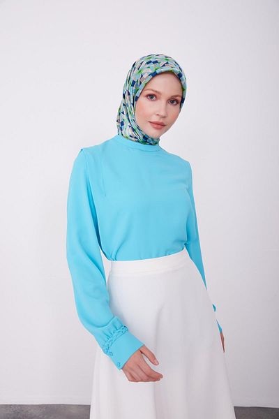 Armine Aqua Shoulder Πλισέ Μπλούζα - 23k3342