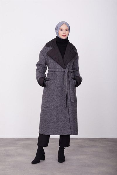 Armine Παλτό με γιακά με γαρνιτούρα Raincoat 23k7229 Anthracite