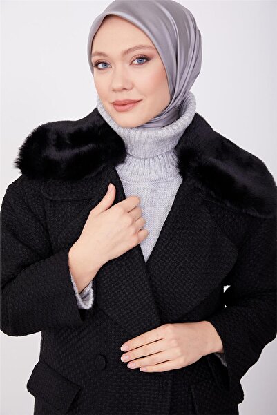 Armine Seyyar Kürklü Buklet Kaban 23k7224 Siyah