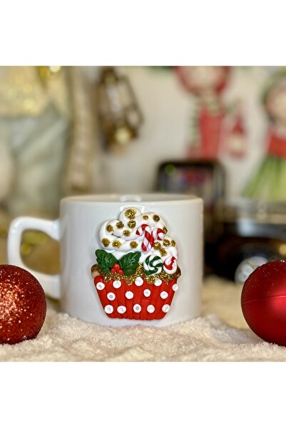 Niveis Kişiye Özel El Yapımı Cupcake Motifli Yılbaşı Hediyelik Porselen Kupa Mug