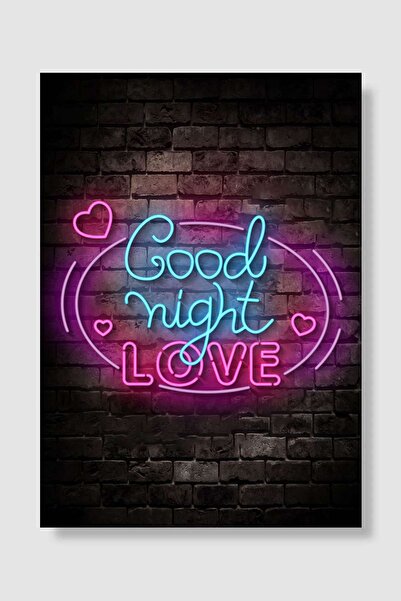 kubdekor Good Night Love Neon Müzik Poster Çerçevesiz Yüksek Kalite Müzik Afi...