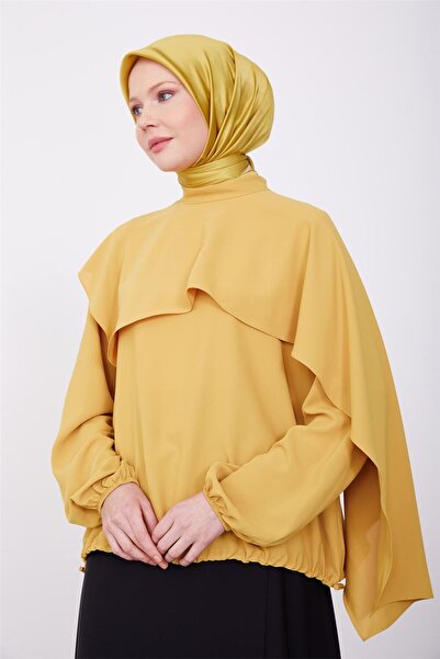 Armine Asimetrik Aller Detaylı Beli Lastikli Bluz 23k3425 Asit