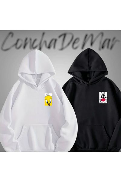 Vordevia Φούτερ με στάμπα Tweety and Sylvester Lover Combination Oversize